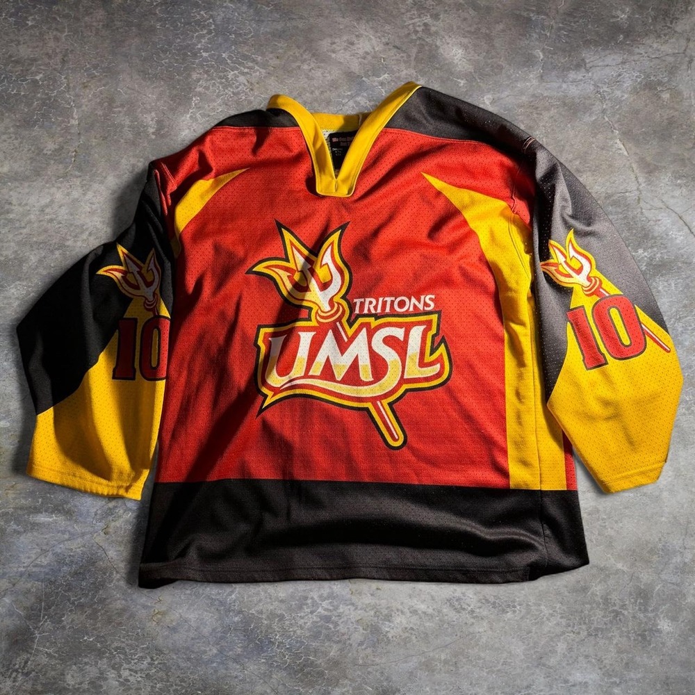 Ace Jersey UMSL Tritons Hockey Jersey Red Yellow Black McFarland 10 Large